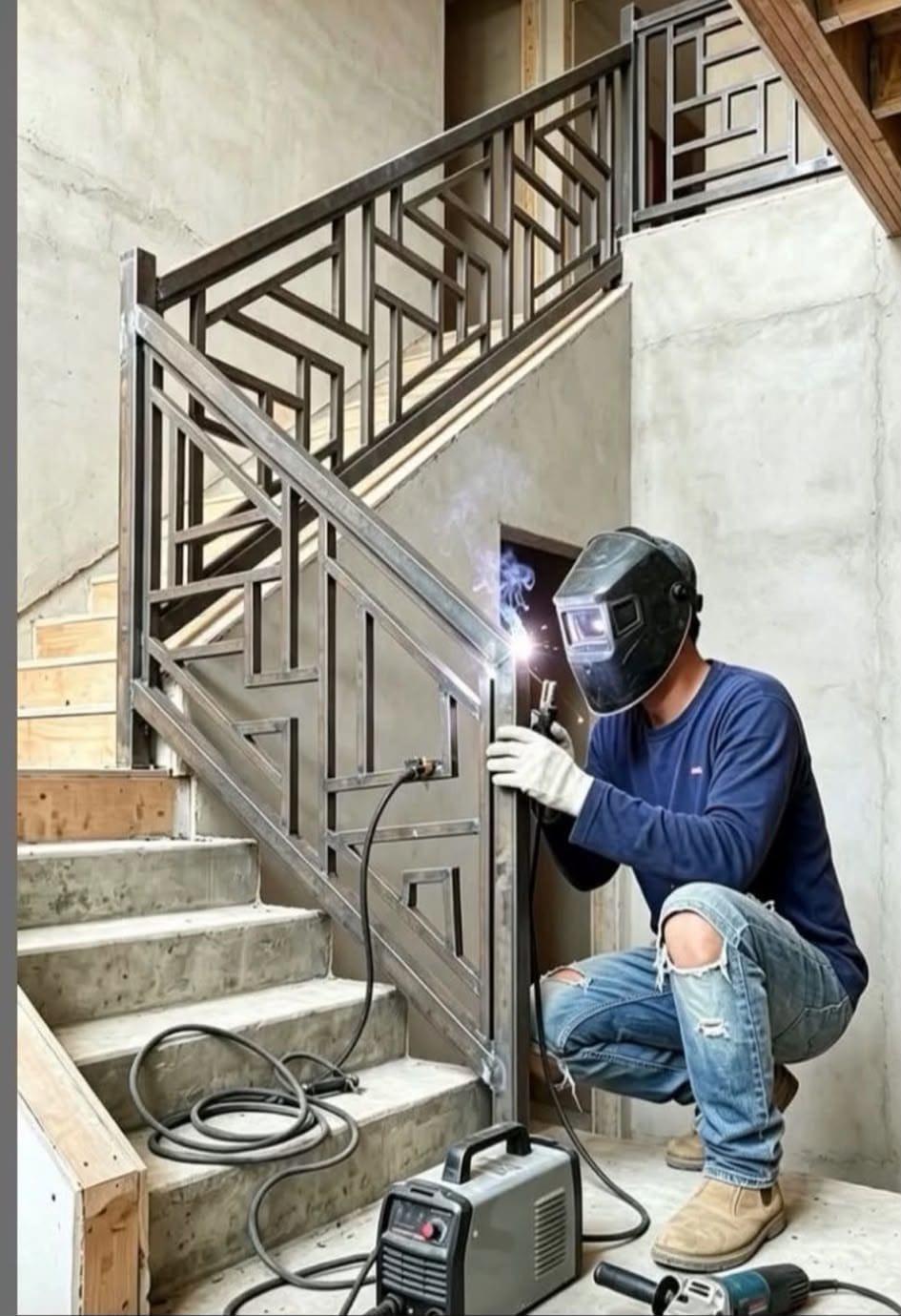 ריתוך מעקה, באתר